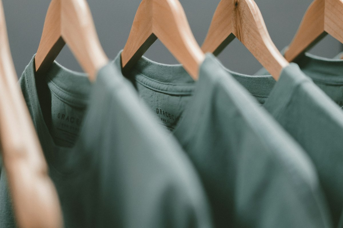 Folded knit garments in muted colours